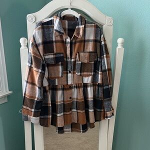 Plaid Jacket Shirt - Brown and Black